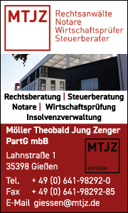 Werbebanner der Kanzlei Möller Theobald Jung Zenger in Gießen mit Kontaktdaten und Verkehrsrecht-Leistungen.